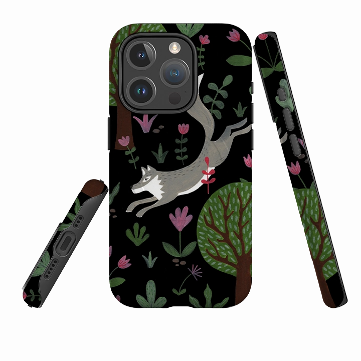 iPhone MagSafe Tough Case - Wolf In Trees By Bex Parkin Lightweight Build Pocket Safe