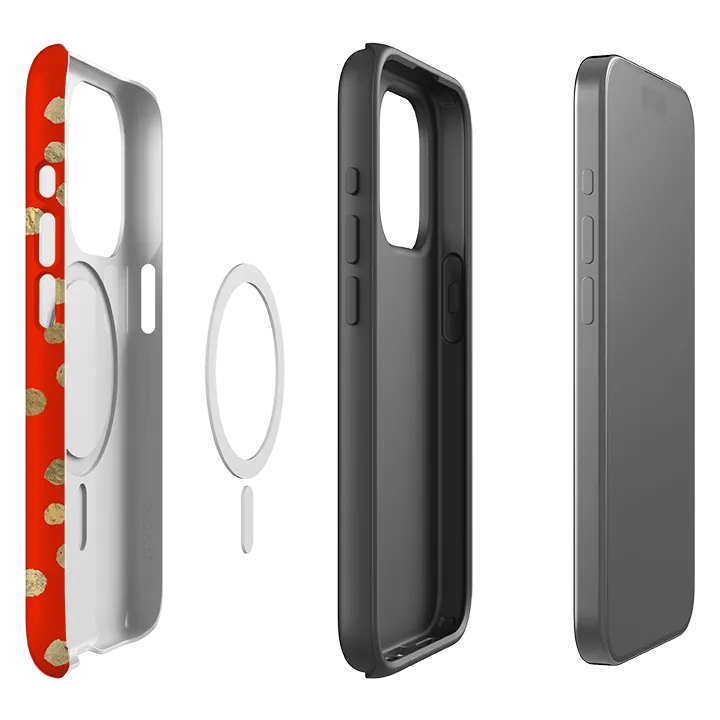 Shock shield iPhone MagSafe Tough Case -  Red and Golden Dots