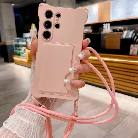 Crossbody Lanyard case with Card Holder for Samsung Precision Cutouts Smooth Design