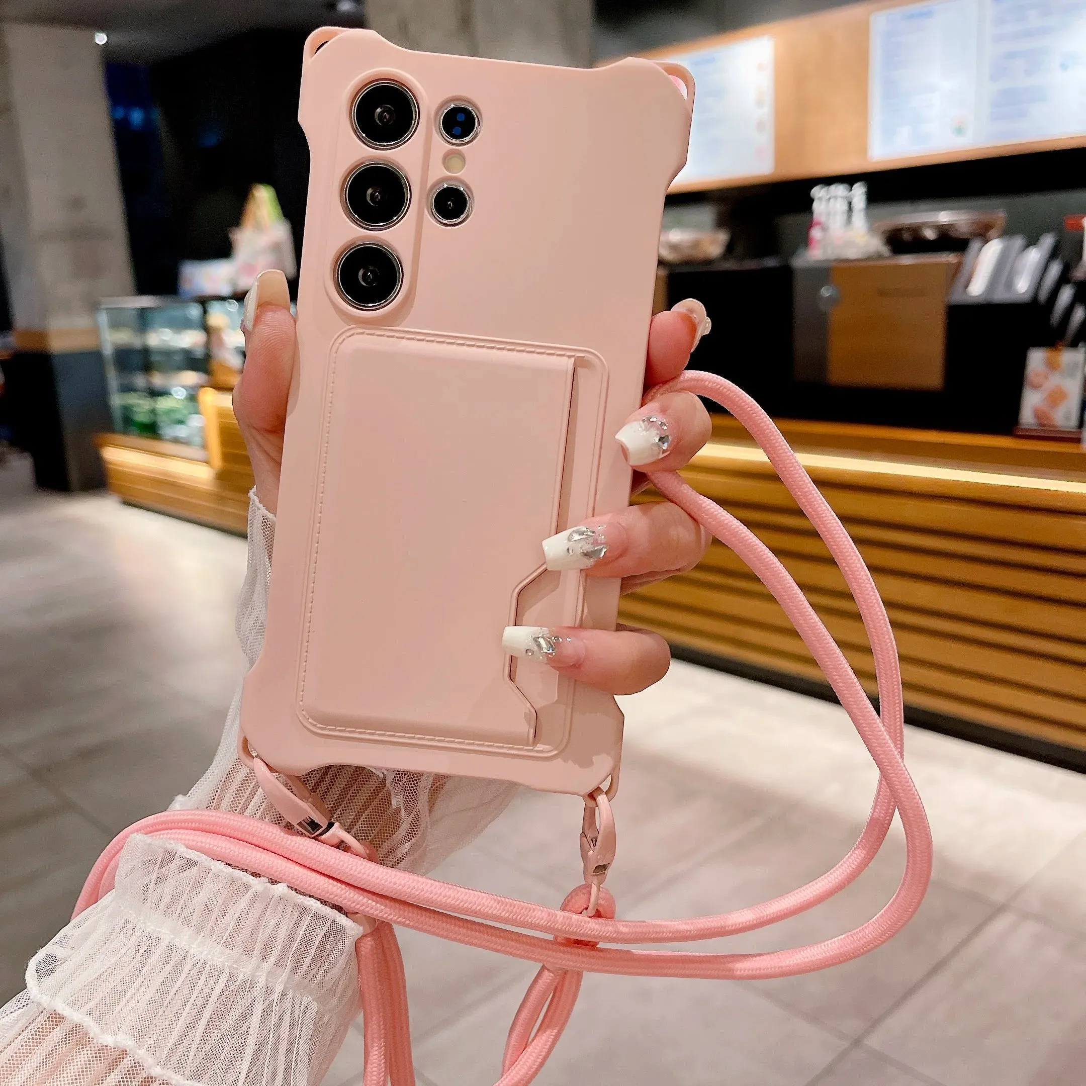 Crossbody Lanyard case with Card Holder for Samsung Precision Cutouts Smooth Design