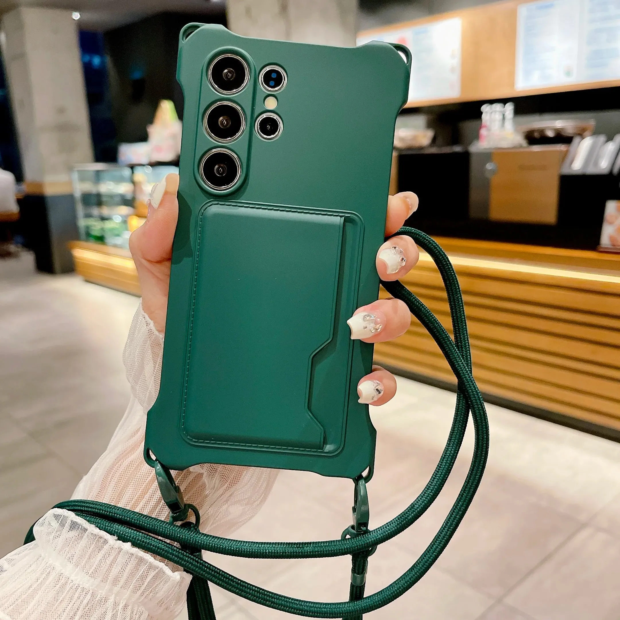 daily accessory Crossbody Lanyard case with Card Holder for Samsung