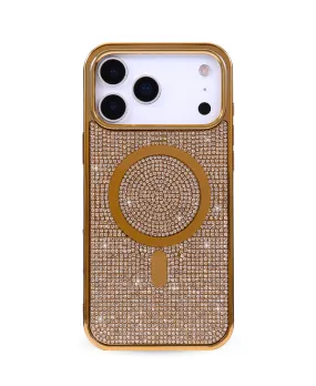 Color Pattern Gold Crystal Glam MagSafe Phone Case