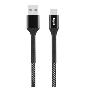 Snug USB To Type-C Nylon Braided Cable 10W - 1.2 Metre - Black/Silver (SNPW-CABNTYCU-B) Minimal Surface Layer Stylish Detailing