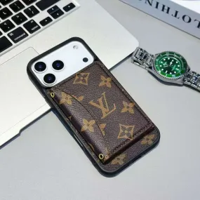 Classic Style elegant design Luxury Card Holder Wallet LV Style Phone Case for iPhone 17/ 16/ 15/ 14