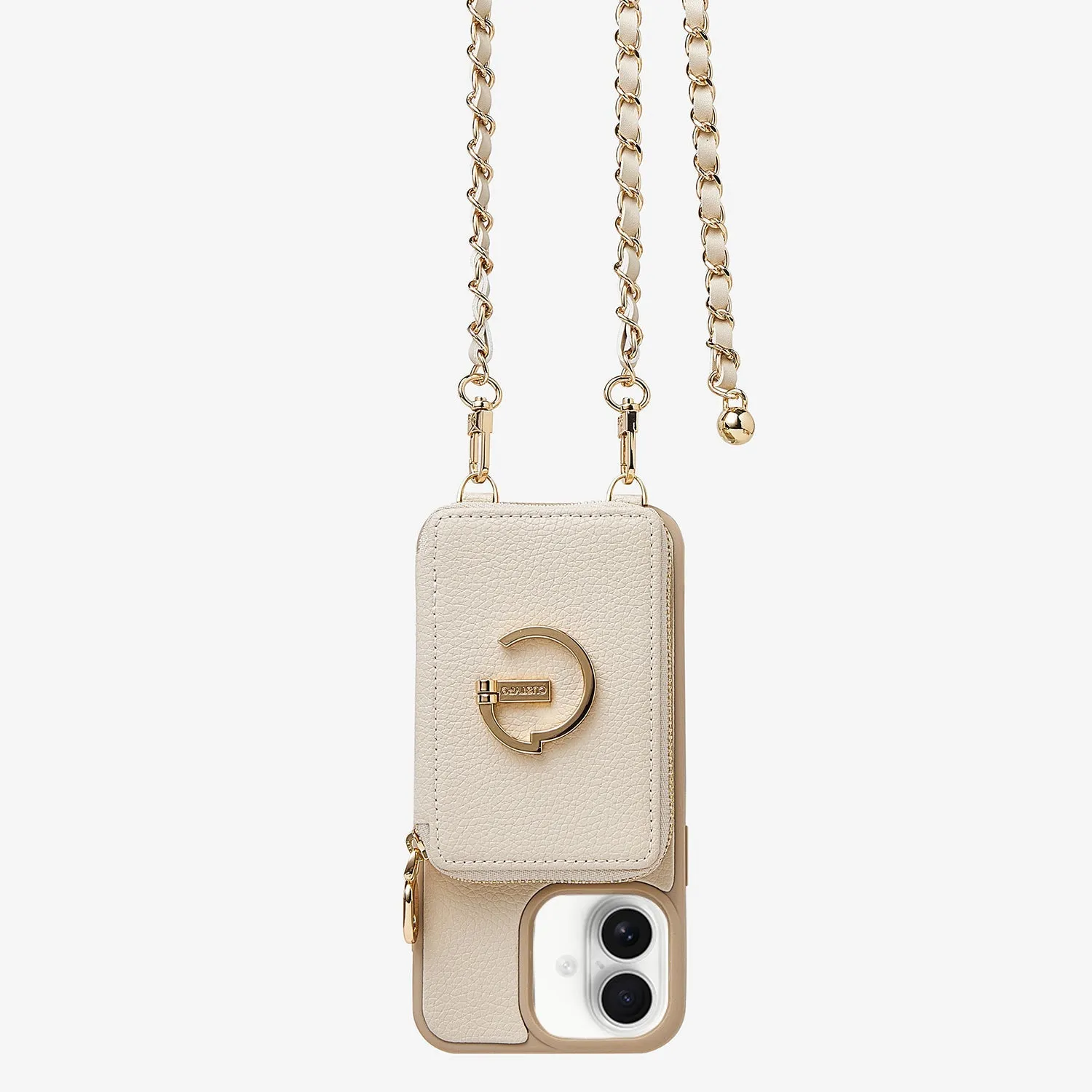 Flexible Texture LuxeCharm- Lychee Phone Case with Adjustable Crossbody Chain Strap for iPhone Series