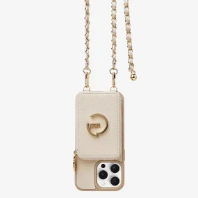 Protective Design Carbon Fiber LuxeCharm- Lychee Phone Case with Adjustable Crossbody Chain Strap for iPhone Series