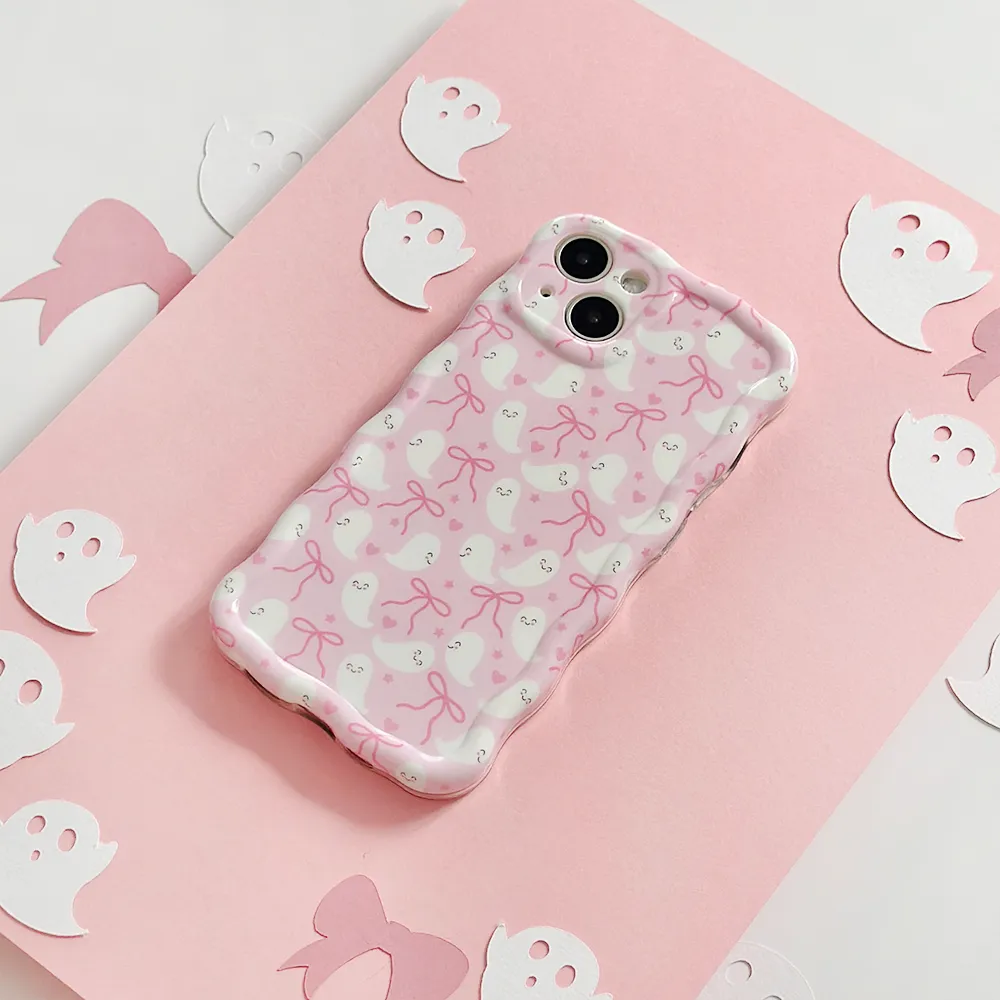 Minimal Cover hybrid design Wavy Phone Case - Cute Ghosts