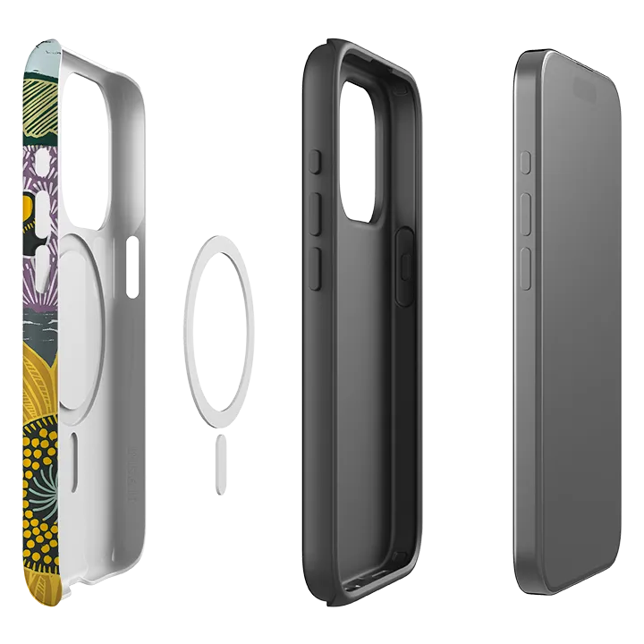 iPhone MagSafe Tough Case -  Bees and Sunflower By Kate Heiss Comfort Edge Layer