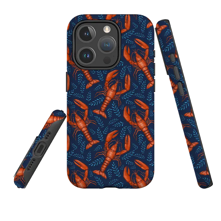 Hybrid Grip Finish Modern Texture Build iPhone MagSafe Tough Case -  Lobster II By Catherine Rowe