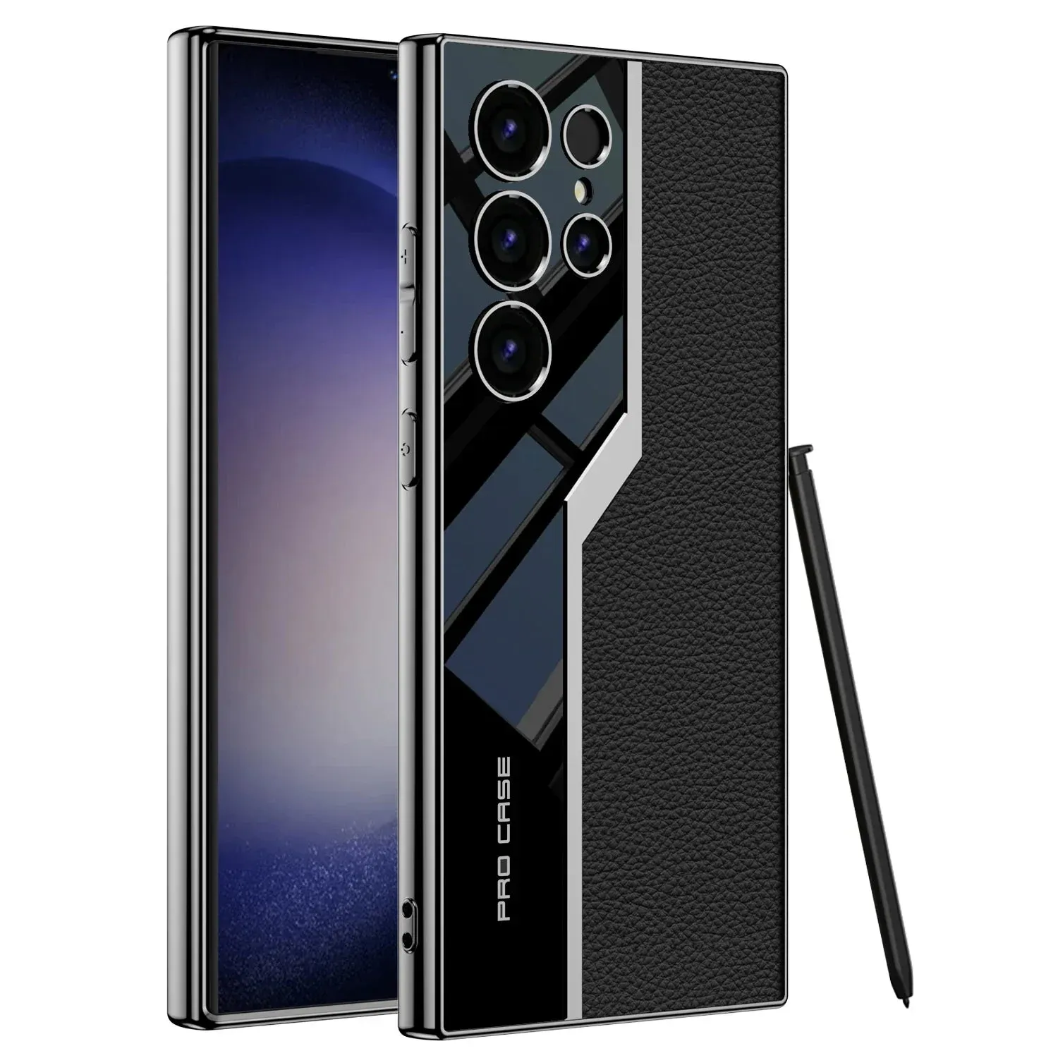 Clear Finish Protective Design Texture Plain Leather Shockproof Plating Soft Case for Samsung Galaxy S24-S23 Series