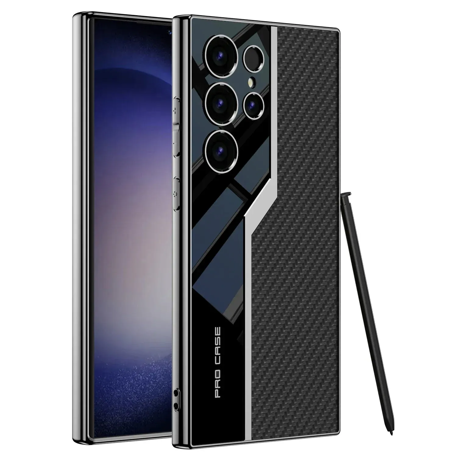 Modern Detail Plain Leather Shockproof Plating Soft Case for Samsung Galaxy S24-S23 Series