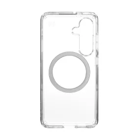 Clear Texture Speck Presidio Perfect Clear Magnet Case - Samsung Galaxy S25 - Clear & Chrome (SPK150873-3199)