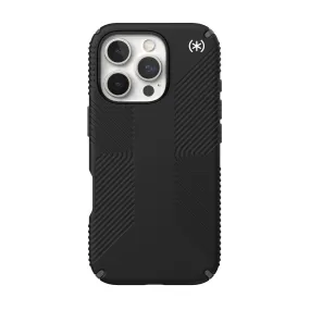 Minimal Pattern Speck Presidio2 Grip Case - Apple iPhone 16 Pro - Black & Slate Grey (SPK150778-3205)