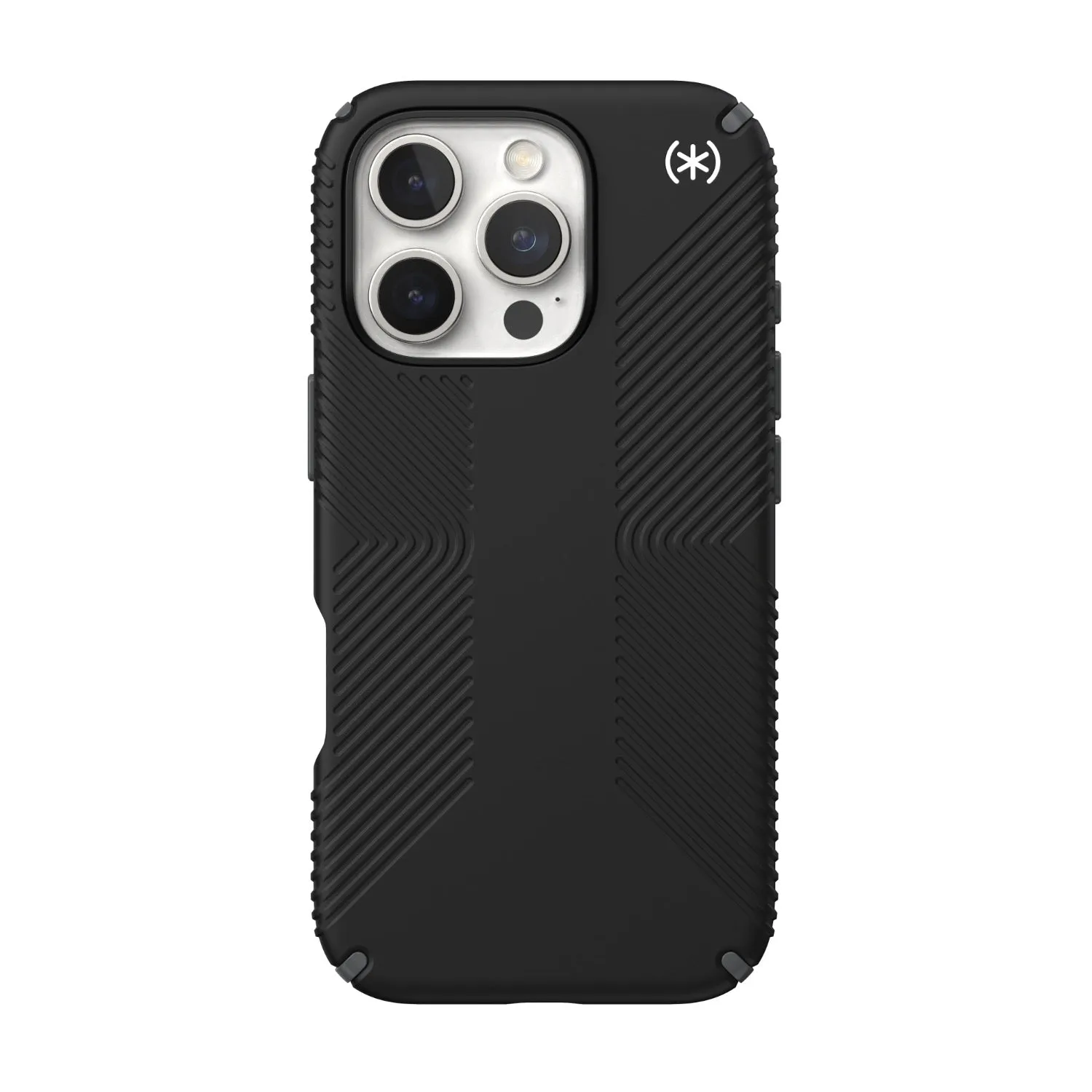 Minimal Pattern Speck Presidio2 Grip Case - Apple iPhone 16 Pro - Black & Slate Grey (SPK150778-3205)