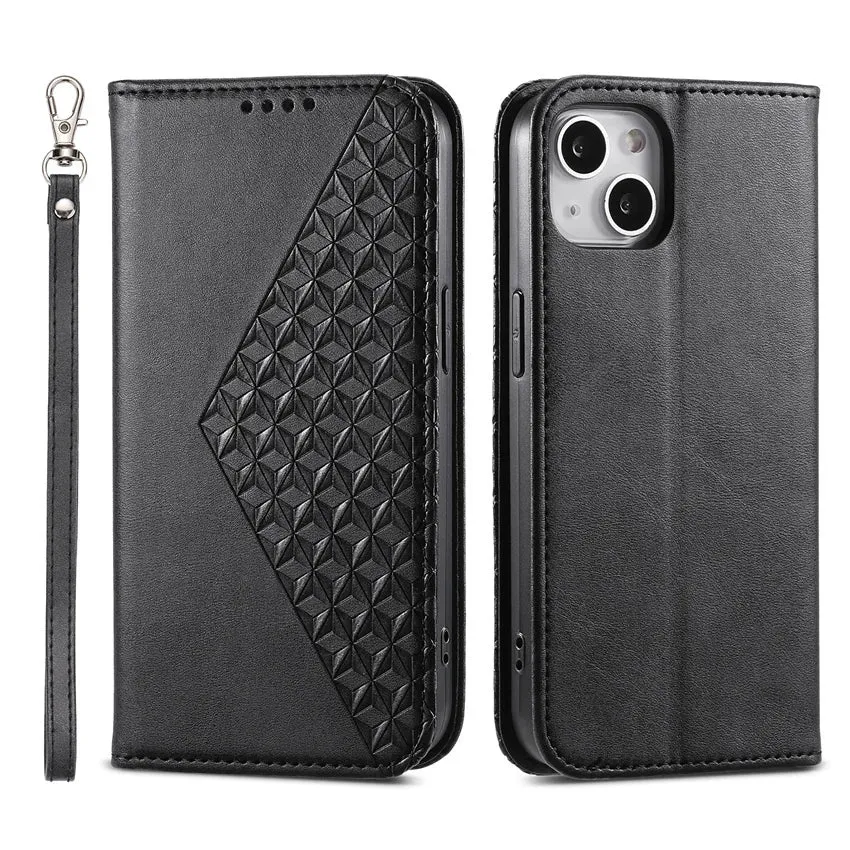 Student Friendly Luxury Surface Layer PU Leather Flip Wallet Case for iPhone ?C Card Holder, Stand Function, Magnetic Closure