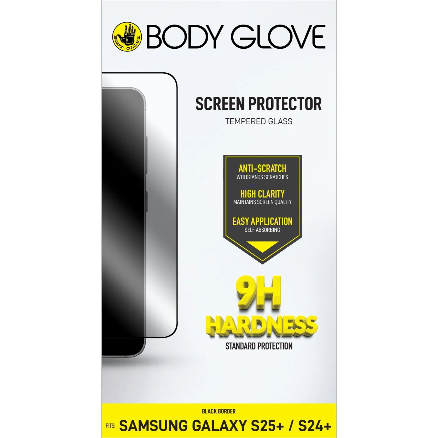 Body Glove Tempered Glass Screen Protector - Samsung Galaxy S25  - Black Border (BGSGFGTG-GS25PB) high response glass clean screen layer