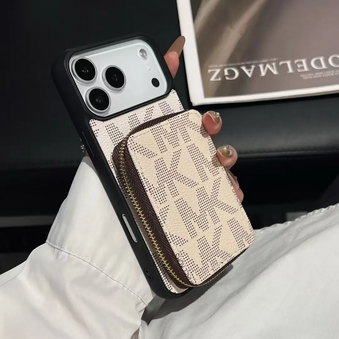 Luxury M-K-Inspired Phone Case with Card Holder For iPhone 17 / 16 / 15 / 14 Sleek Edge