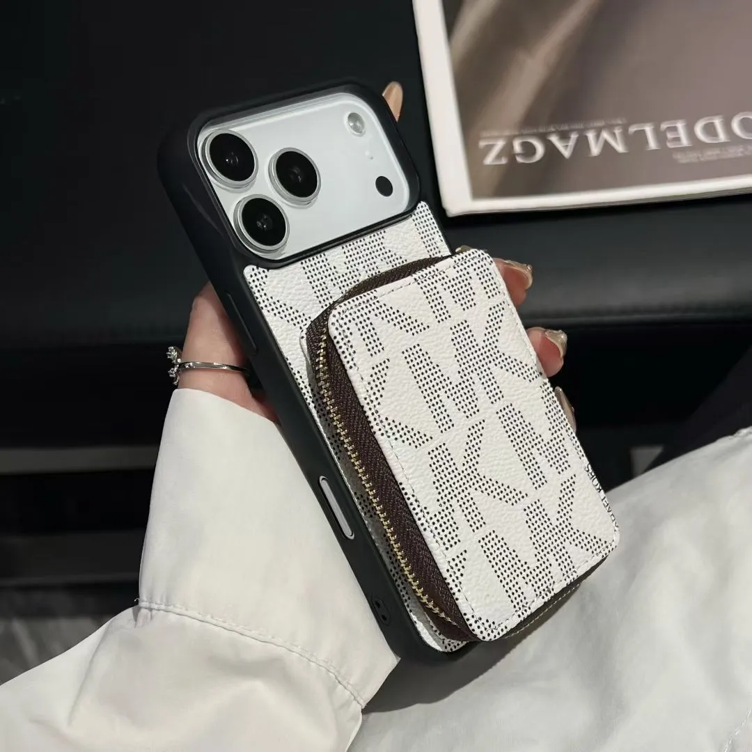 Luxury M-K-Inspired Phone Case with Card Holder For iPhone 17 / 16 / 15 / 14 Modern Aesthetic Comfort Design Layer