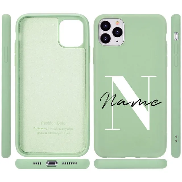 Comfort Shape clean design Custom Capital Letter & Name Silicone Phone Case For iPhone