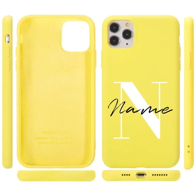 Custom Capital Letter & Name Silicone Phone Case For iPhone Elegant Appearance Ergonomic Texture