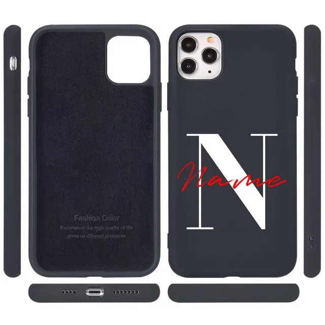 Custom Capital Letter & Name Silicone Phone Case For iPhone Soft Interior Protective Shell Design