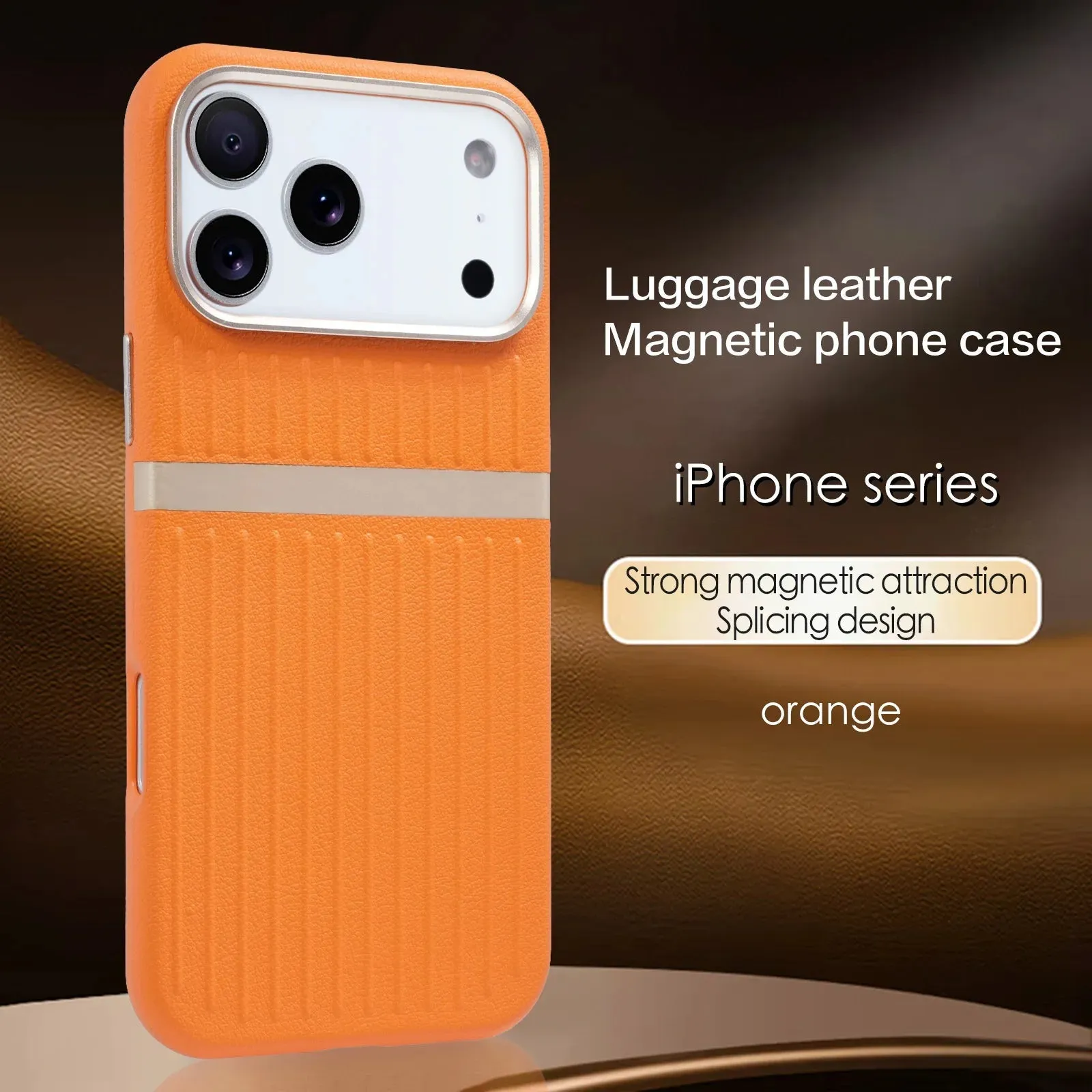 Textured Surface Luxury Feel Suitcase Style Case Strong Magnet Embossed Textured Leather For iPhone 17 16 15 14 13