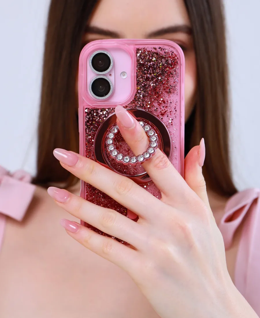 Grip Texture Soft Look Texture Pink Glitter MagSafe Phone Case