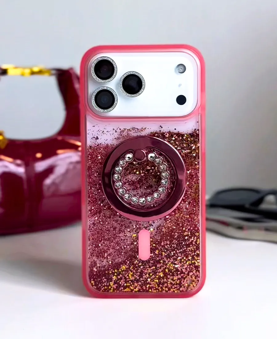 Stylish Color Lightweight Build Pink Glitter MagSafe Phone Case