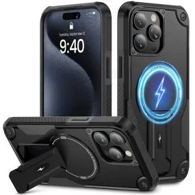 Tough Magsafe Shockproof Heavy Duty Protection Apple iPhone Case with Kickstand Cover Rugged Look Finish Smooth Design