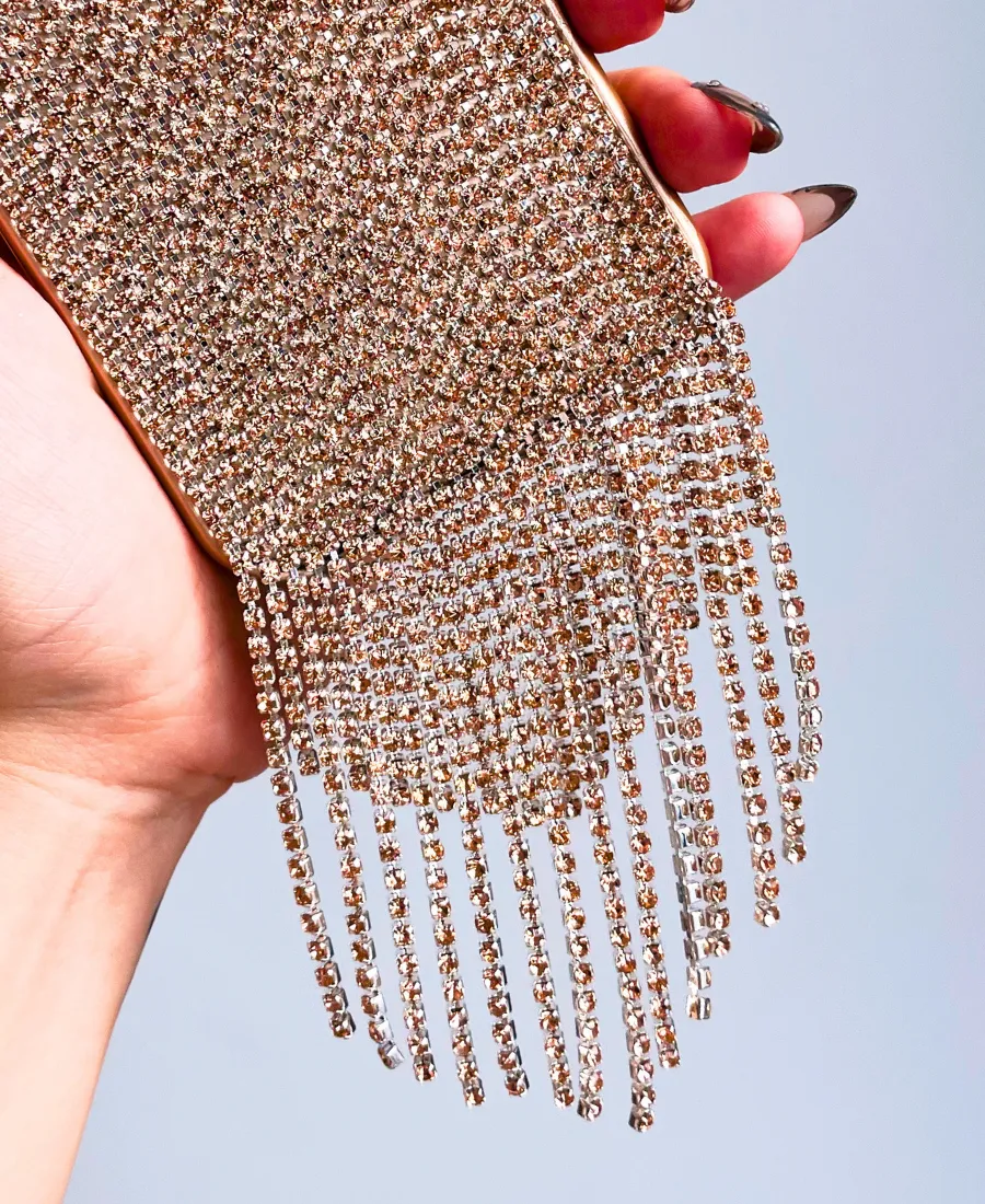 Shock Absorption Layer Champagne Cascading Crystal Phone Case