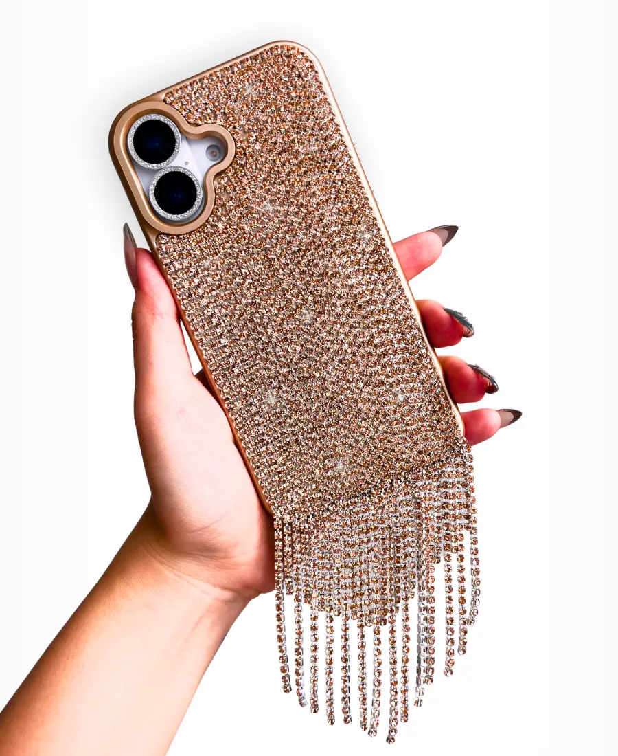 Champagne Cascading Crystal Phone Case easy installation simple design