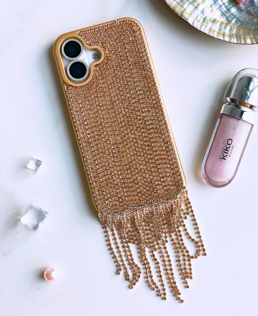 Champagne Cascading Crystal Phone Case Lightweight Shell