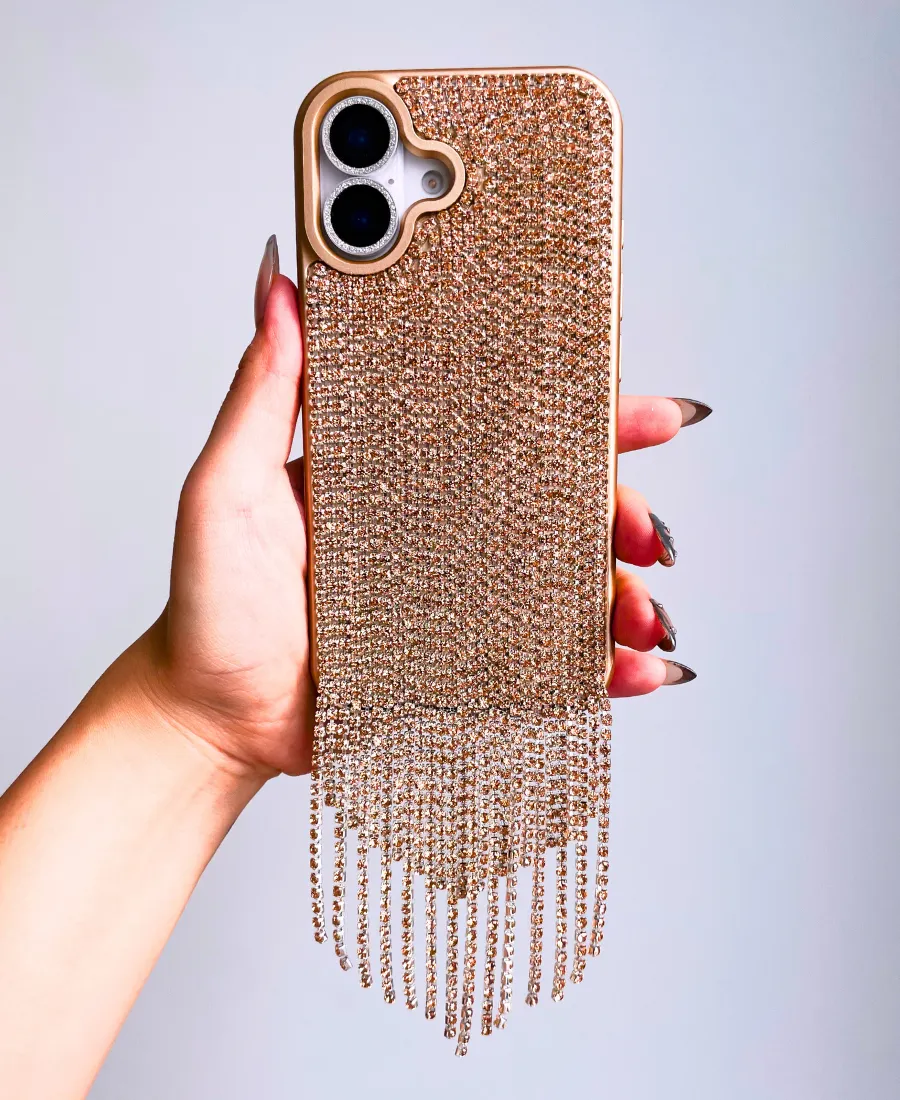 Durable Pattern Texture Enhanced Durability Champagne Cascading Crystal Phone Case