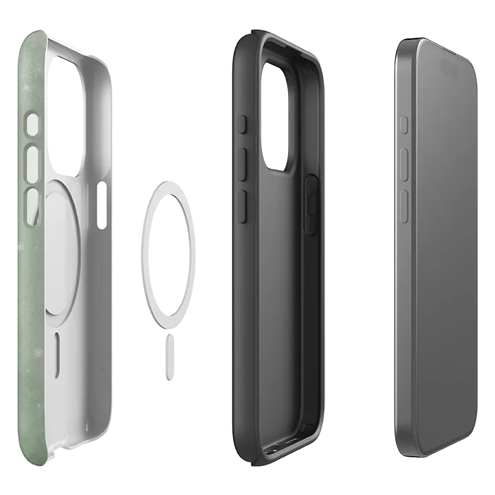 Protective Texture Finish iPhone MagSafe Tough Case - Garden Birds Aqua By Maja Lindberg