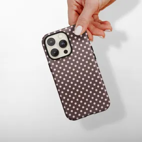 Durable Edge Finish Light Build Tough Phone Case - Brown Polka Dot