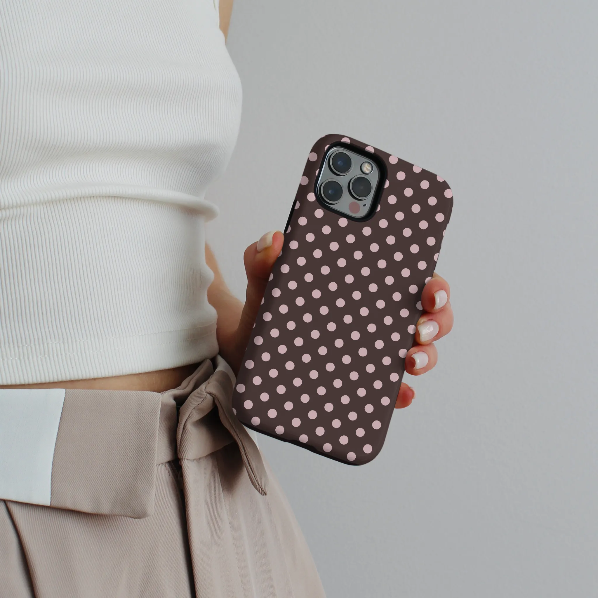 Urban Fashion Tough Phone Case - Brown Polka Dot