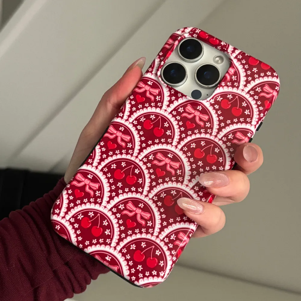 Clear Pattern Tough Phone Case - Cherry Lace