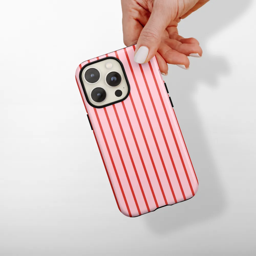 Tough Phone Case - Cherry Stripe Luxury Layer Texture Elegant Texture Layer