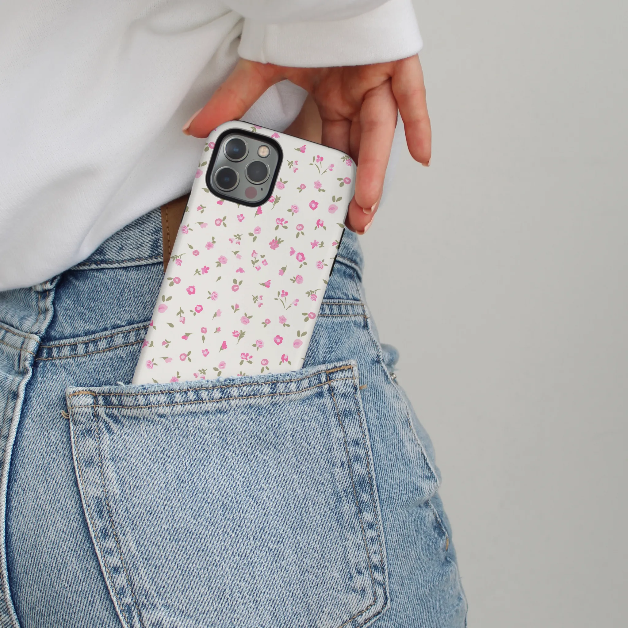 Tough Phone Case - Pink Watercolour Flowers Personal Style