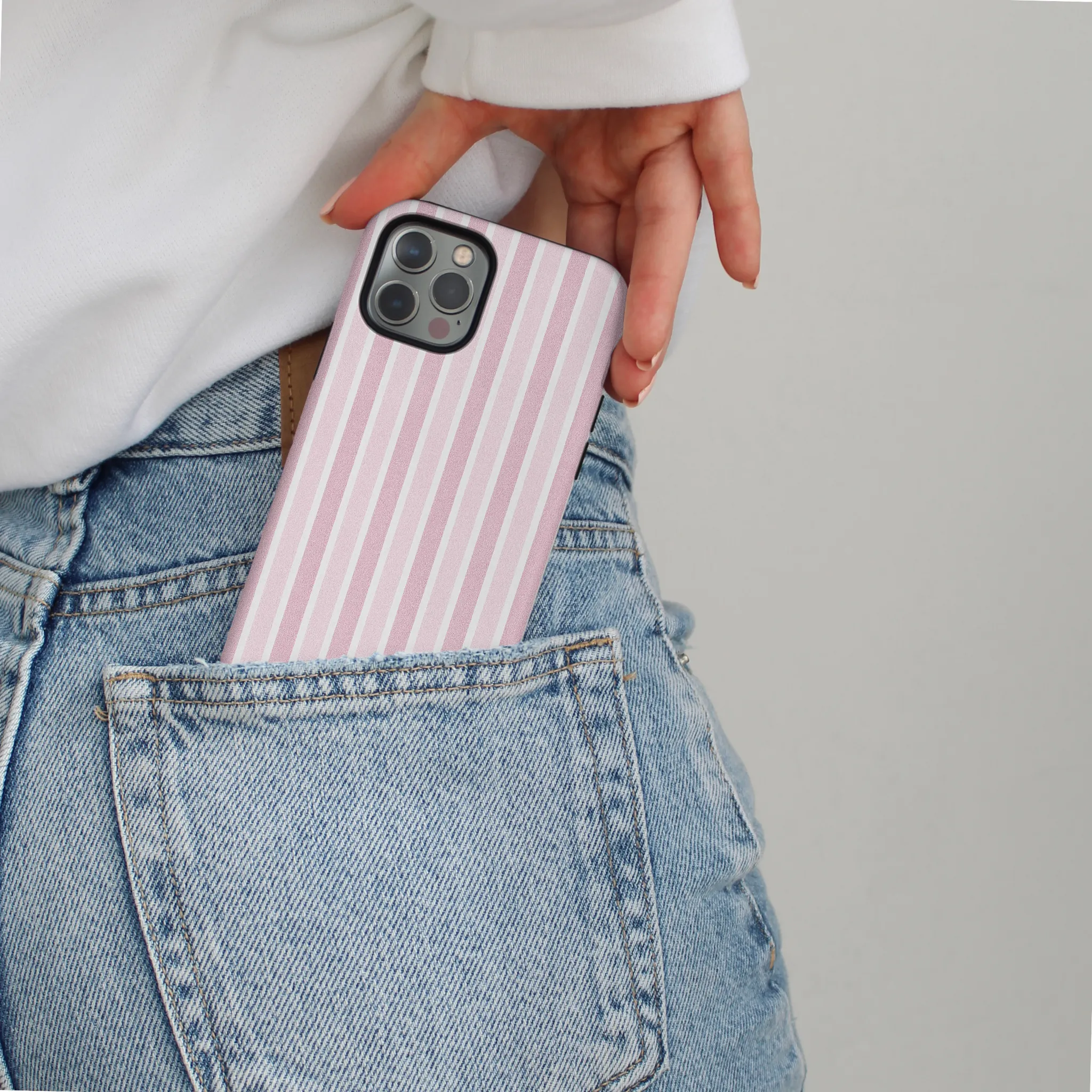 Tough Phone Case - Powder Stripe Personal Style Matte Layer