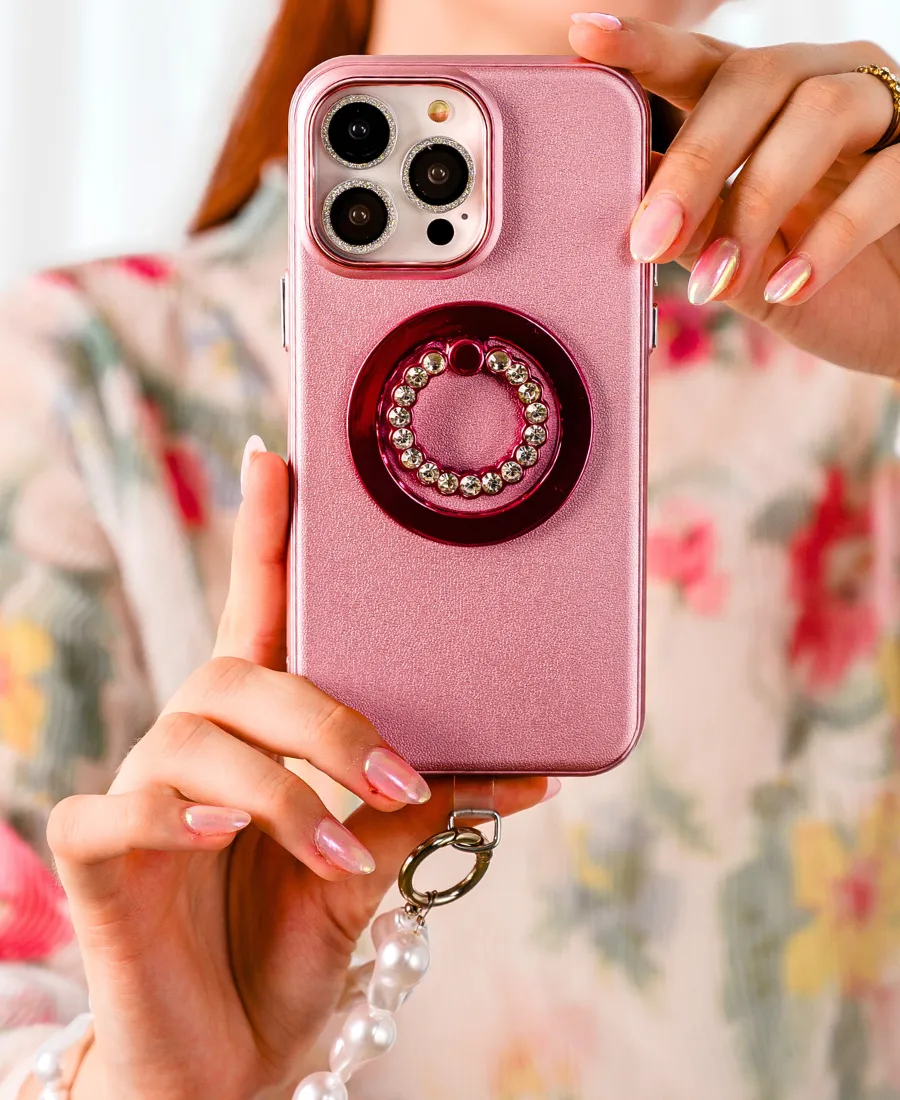 Pink Pearl Shimmer MagSafe Phone Case Modern Texture Look Light Protection