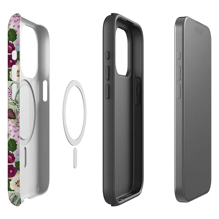 Raised Bezels iPhone MagSafe Tough Case - Purple Flowers By Bex Parkin