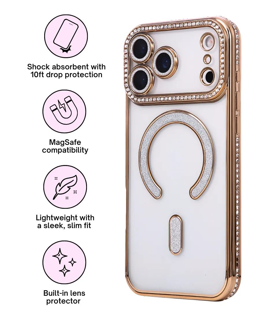 Modern Pattern Style Tactile Buttons Gold Glam MagSafe Phone Case