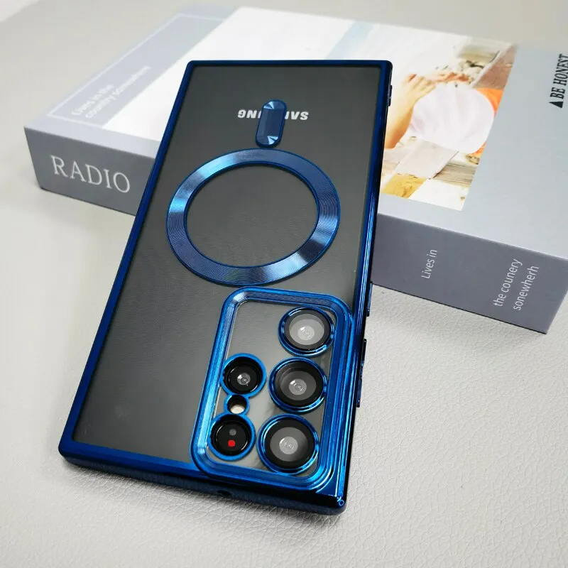 Transparent for Magsafe Magnetic Case for Samsung Galaxy S24-S23-22 Series Flexible Shell