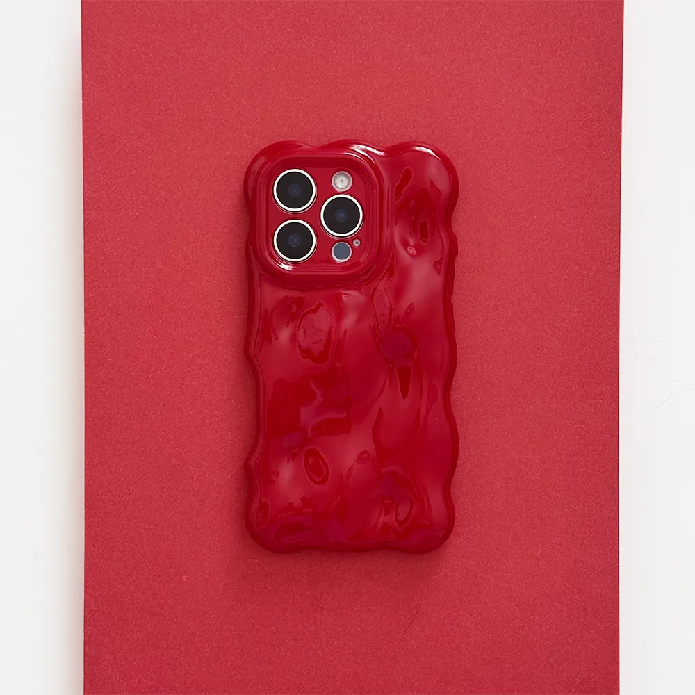 Fashion Texture Shock Surface 3D Bubble Phone Case - Cherry