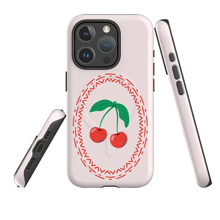 iPhone MagSafe Tough Case - Two Cherries Clear Back