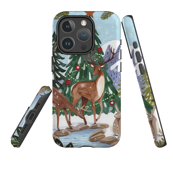 Hybrid Frame Durable Finish Layer iPhone MagSafe Tough Case - Winter Forest By Caroline Bonne Muller