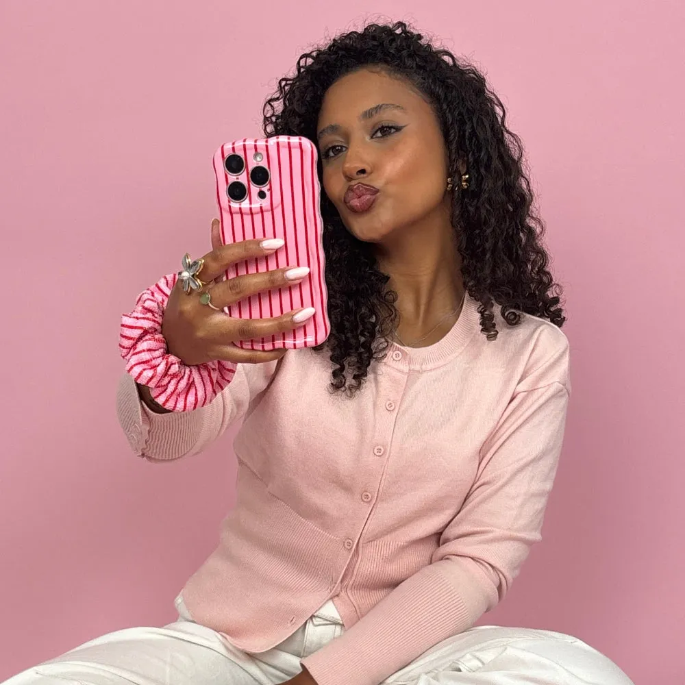 Wavy Phone Case - Cherry Stripe Sleek Feel