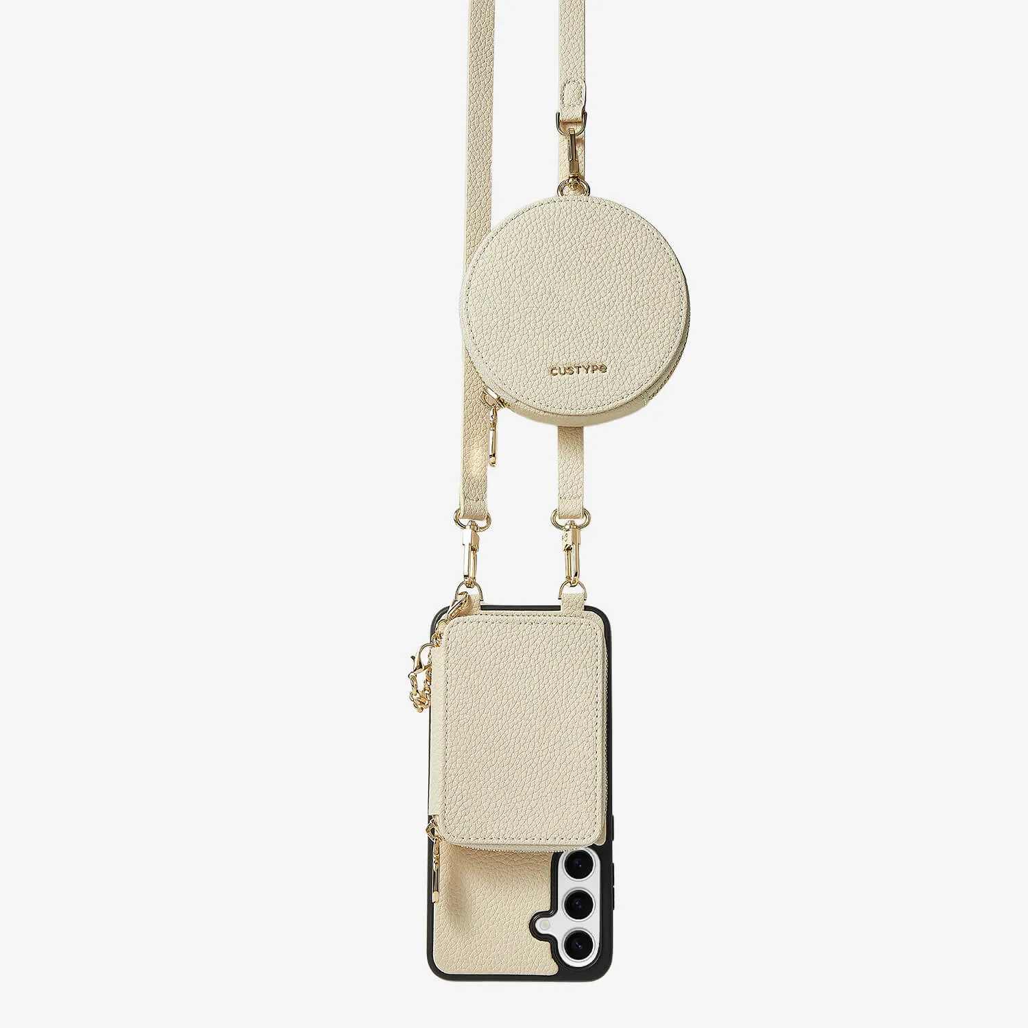 Perfect Fit Unique Design Set- Samsung Galaxy Detachable Wireless Charging Crossbody Wallet Phone Case Round Pouch Set