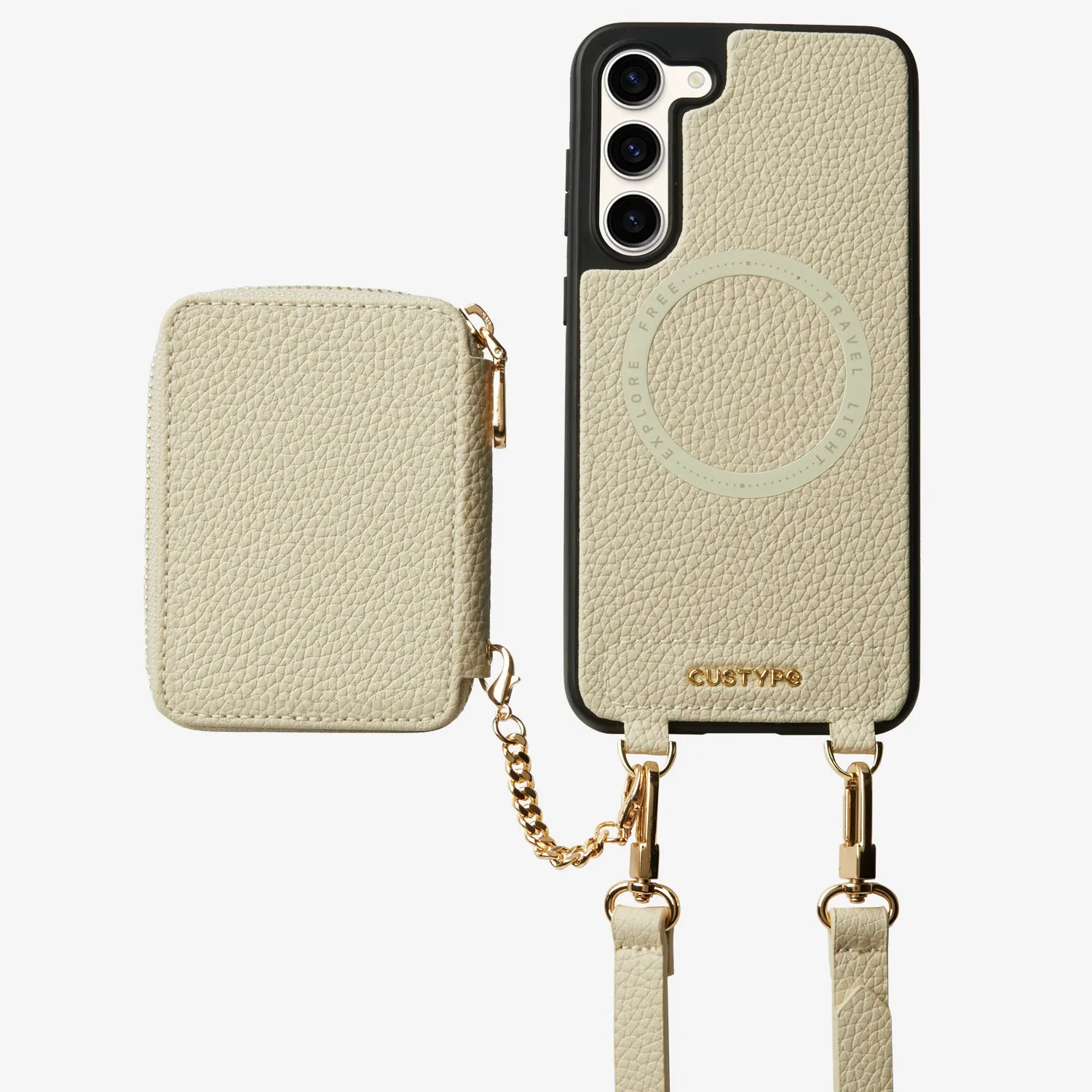 Unique Design Set- Samsung Galaxy Detachable Wireless Charging Crossbody Wallet Phone Case Set Hybrid Form